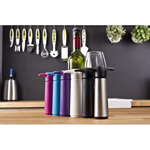  [아마존베스트]Vacu Vin Black Pump with Wine Saver stoppers - Keeps wine fresh for up to 10 days (Black 1 Stopper)