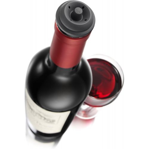  [아마존베스트]Vacu Vin Black Pump with Wine Saver stoppers - Keeps wine fresh for up to 10 days (Black 1 Stopper)