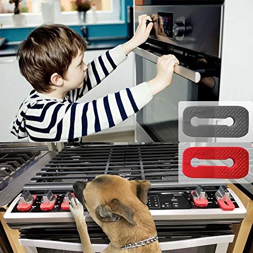  [아마존베스트]Vadiff Silicone Gas Stove Child Safety Knob Locks | Oven Knob Guard (5 Pk)(Gray)