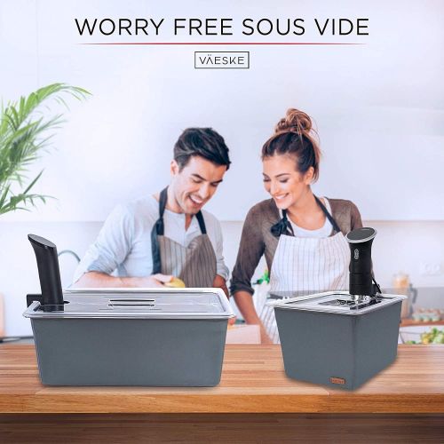  Vaeske VAEESKE Insulated Large Sous Vide Container with Lid and Racks Kit | Neoprene Retains Heat | Sous Vide Accessories (26 QT, Container/Sleeve/Racks)