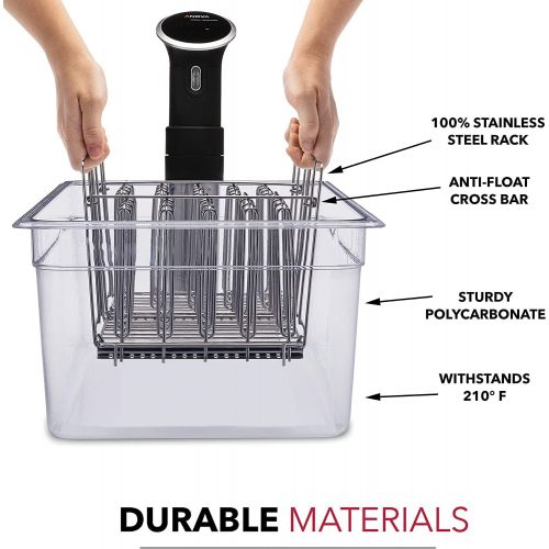  Vaeske VAEESKE Insulated Large Sous Vide Container with Lid and Racks Kit | Neoprene Retains Heat | Sous Vide Accessories (26 QT, Container/Sleeve/Racks)