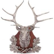 Vagabond House Pewter Stag Head Mounts Artisan Designed Handcrafted for Refined Cabin Lodge Mountain Decor Heirloom Quality 21 Inch Tall