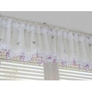 Purple Beads Valance Curtain Sheer Embroidered Kitchen Bedroom Window Treatment 59 x 15