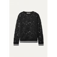 Valentino Jersey-trimmed corded cotton-blend lace sweatshirt