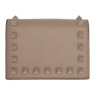Pink Valentino Garavani Small Rockstud French Flap Wallet