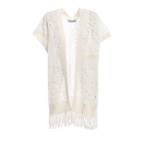  Valentino Heavy Lace open front white poncho