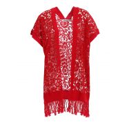 Valentino Heavy Lace open front red poncho