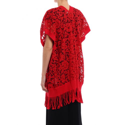  Valentino Heavy Lace open front red poncho