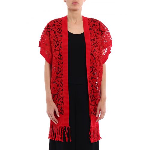  Valentino Heavy Lace open front red poncho