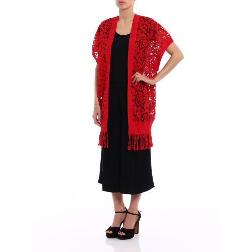  Valentino Heavy Lace open front red poncho