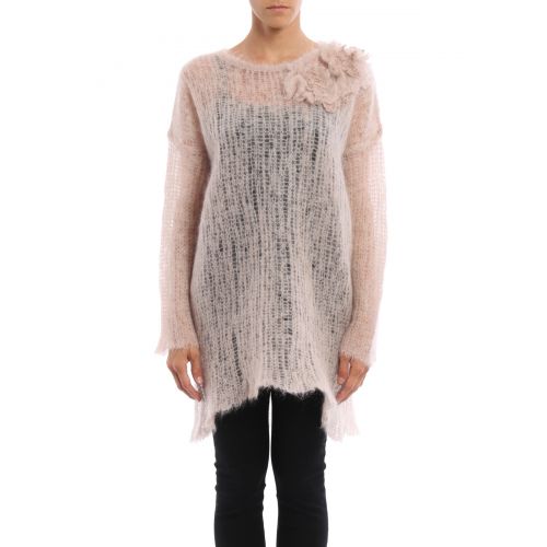  Valentino Open knit mohair blend long sweater