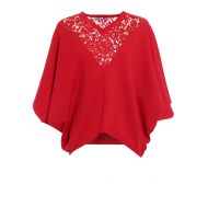 Valentino Red jersey and lace poncho-blouse