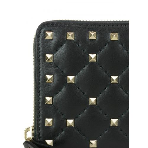  Valentino Garavani Rockstud black leather wallet
