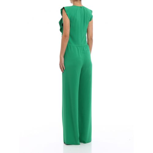  Valentino Red Green crepe ruched jumpsuit