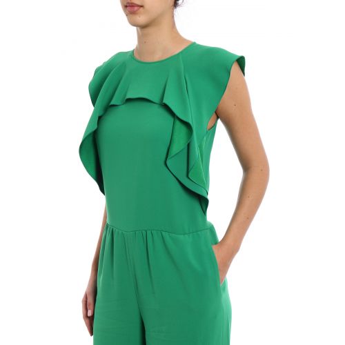  Valentino Red Green crepe ruched jumpsuit