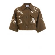 Valentino Red Monkeys print cotton crop jacket