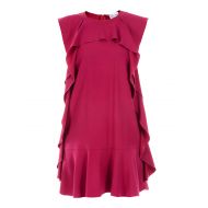 Valentino Red Crepe ruched cocktail dress