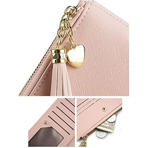  [아마존베스트]Valentoria Wallets for Women Leather Cell Phone Case Holster Bag Long Slim Credit Card Holder Cute Minimalist Coin Purse Thin Large Capacity Zip Clutch Handbag Wallet for Girls Ladies (Black)