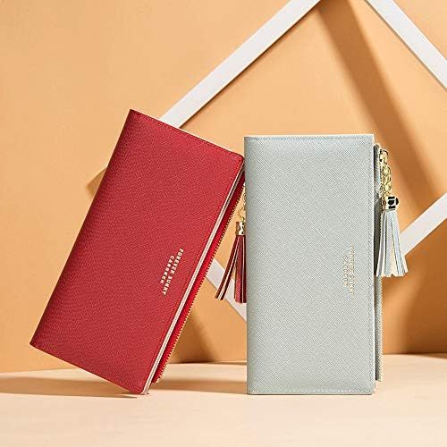  [아마존베스트]Valentoria Wallets for Women Leather Cell Phone Case Holster Bag Long Slim Credit Card Holder Cute Minimalist Coin Purse Thin Large Capacity Zip Clutch Handbag Wallet for Girls Ladies (Black)