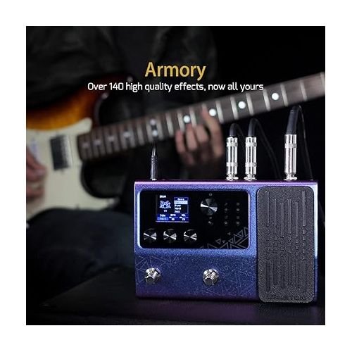  Valeton GP-100 Guitar Bass Amp Modeling IR Cabinets Simulation Multi Language Multi-Effects with Expression Pedal Stereo OTG USB Audio Interface (Violet)