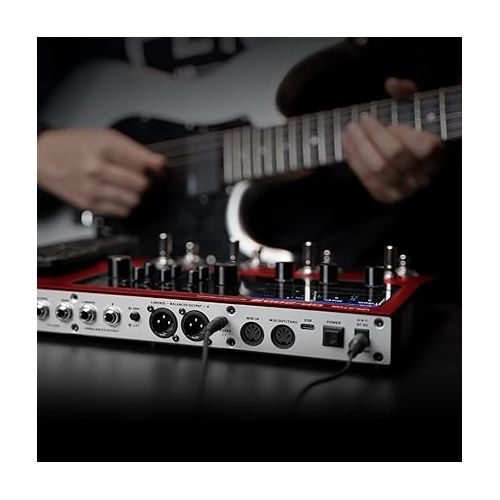  VALETON GP-200 Red Multi Effects Processor + 10ft Cable Bundle Guitar Bass Pedal with Expression Pedal FX Loop MIDI I/O Amp Modeling IR Cabinets OTG USB Audio Interface