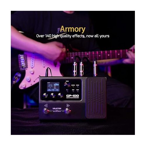  Valeton GP-100 Guitar Bass Amp Modeling IR Cabinets Simulation Multi Language Multi-Effects with Expression Pedal Stereo OTG USB Audio Interface (BLACK)