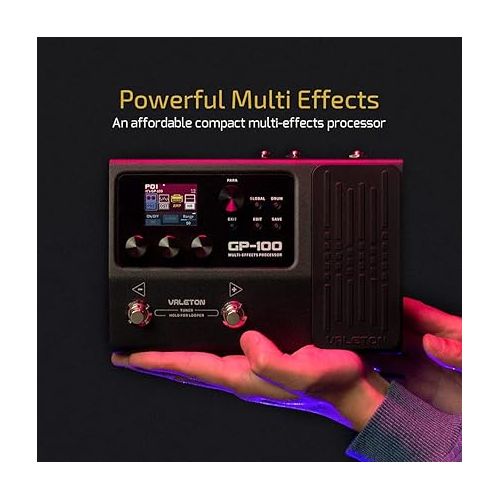  Valeton Multi-Effects with Expression Pedal Guitar Bass Amp Modeling IR Cabinets Simulation Multi Language Stereo OTG USB Audio Interface GP-100