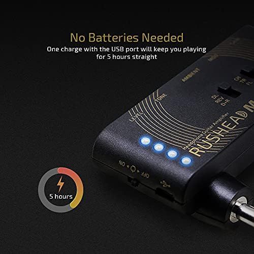  Valeton Rushead Max USB Chargable Portable Pocket Guitar Headphone Amp Carry-On Bedroom Plug-In Multi-Effects