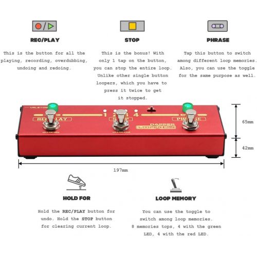  Valeton Dapper Looper Mini USB Storage Loop Station Looping Recording Guitar Effects Pedal