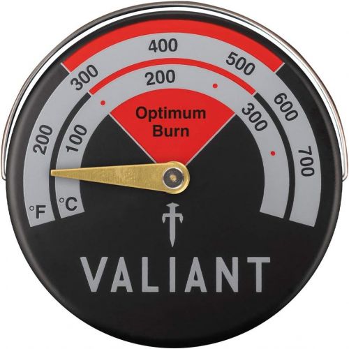  Valiant Premium IV Stove Fan and Magnetic Red Thermometer Pack, FIR627, Black, 199mm