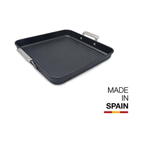  Valira IND Aire Grillpfanne 28x28 cm Aluminiumguss Made in Spain, geeignet fuer die Induktion, Aluminium, Schwarz, 28 cm