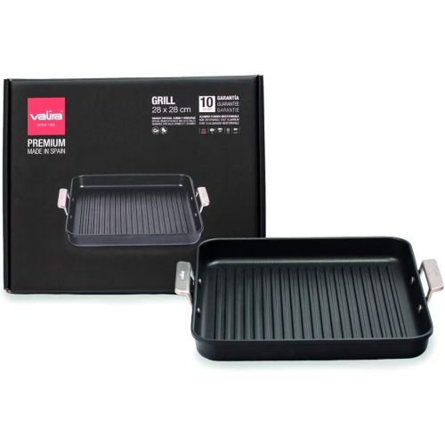  Valira IND Aire Grillpfanne 28x28 cm Aluminiumguss Made in Spain, geeignet fuer die Induktion, Aluminium, Schwarz, 28 cm