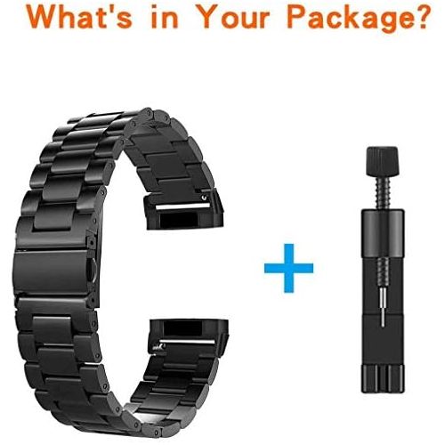  Valkit Compatible with Fitbit Versa 3/Fitbit Sense Bands for Women Men Bracelets Solid Stainless Steel Linked Strap Accessories Replacement Fitbit Bands for Versa 3/Sense, Black