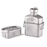 Valtcan Titanium Canteen Military Mess Kit 1100ml 37oz Capacity with 750ml and 400ml cookware Cups