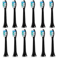 Valuabletry Pack of 12 Brush Heads Compatible with Philips Sonicare Electric Toothbrush, Black