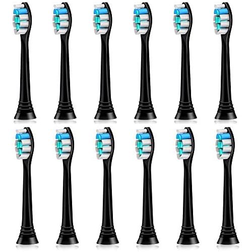  Valuabletry Pack of 12 Brush Heads Compatible with Philips Sonicare Electric Toothbrush, Black