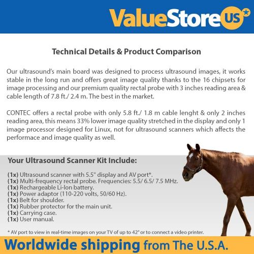  [아마존베스트]ValueStore.us Portable Ultrasound Scanner Veterinary Pregnancy V16 with 7.5 MHz Rectal Probe for Cattle, Horse, Camel, Equine, Goat, Cow and Sheep.