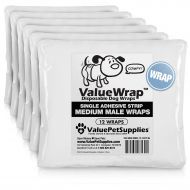 ValueWrap Disposable Male Dog Diapers, 1-Tab, 72 Count - Absorbent Male Wraps for Incontinence, Excitable Urination & Travel, Fur-Friendly Fasteners, Leak Protection, Wetness Indic