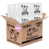 ValueWrap ValueFresh Disposable Diapers for Female Dogs, 144 Count - Full Coverage w/Tail Hole, Incontinence, Excitable Urination, Travel, Fur-Friendly Fasteners, Leak Protection, Wetness In