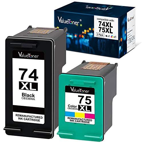  Valuetoner Remanufactured Ink Cartridge Replacement For HP 74XL & 75XL High Yield CC634BN CB336WN CB338WN For Deskjet D4260 D4280 D4360 Printer (1 Black, 1 Tri-Color) 2 Pack