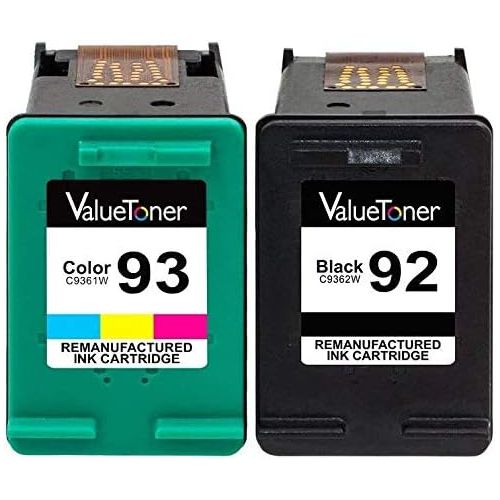  Valuetoner Remanufactured Ink Cartridges Replacement for HP 92 & 93 C9513FN C9362WN C9361WN for HP Photosmart 7850 C3150 C3180, Deskjet 5440 5420, PSC 1510 2525 Printer, (1 Black,