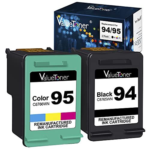  Valuetoner Remanufactured Ink Cartridges Replacement for HP 94 & HP 95 C9354BN C8765WN C8766WN for Officejet 150 100 H470 9800 7310 7210, Deskjet 460, PSC 1610 Printer (1 Black, 1