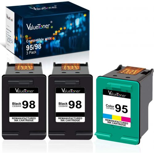  Valuetoner Remanufactured Ink Cartridge Replacement for HP 98 C9364WN & 95 C8766WN for Officejet 150 100 6310, PhotoSmart 8050 C4180 C4150, Deskjet 460 5940 Printer (2 Black, 1 Tri