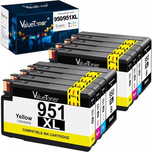  Valuetoner Compatible Ink Cartridge Replacement for HP 950XL 951XL 950 XL 951 XL for Officejet Pro 8600 8610 8100 8615 8620 8630 8660 251dw Printer 8 Pack (2 Black,2 Cyan,2 Magenta