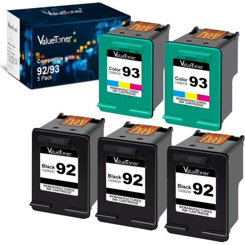  Valuetoner Remanufactured Ink Cartridge Replacement for HP 92 93 C9362WN C9361WN for Deskjet 5420 5420v 5440 5440v 5440xi 5442 5443 Photosmart 7850 C3100 C3110 Printer (3 Black, 2