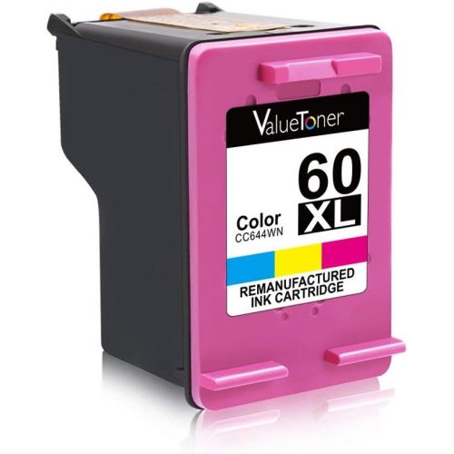  Valuetoner Remanufactured Ink Cartridge Replacement for HP 60XL 60 XL High Yield D8J61BN CC641WN CC644WN (1 Black, 1 Tri-Color) 2 Pack for Photosmart C4680 D110, Deskjet D2680 F243