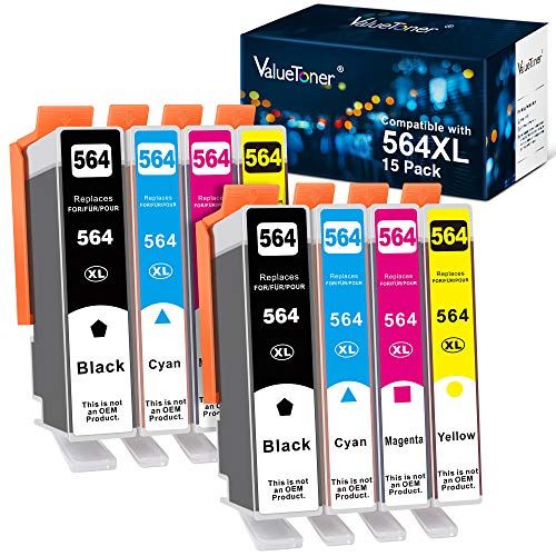  Valuetoner Compatible Ink Cartridge Replacement for HP 564XL 564 XL for Photosmart 5510 5514 Premium B209 B210 Officejet 4610 4620 4622 Deskjet 3070A Printer (Black Cyan Magenta Ye