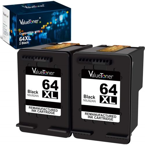  Valuetoner Remanufactured Ink Cartridge Replacement for HP 64XL 64 XL Used in Envy Photo 7858 7855 7155 6255 6252 7120 6232 7158 7164, Envy 5542 Printer ( 2 Black )