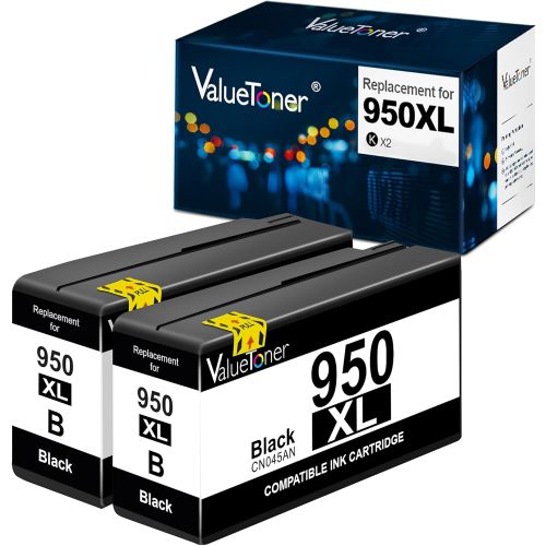  Valuetoner Compatible Ink Cartridge Replacement for HP 950 950 XL High Yield for Officejet Pro 8600 8620 8100 8615 8630 8610 8660 Printer ( 2 Black, 2-Pack )