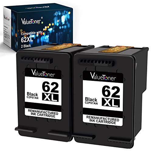  Valuetoner Remanufactured Ink Cartridge Replacement for HP 62 XL 62XL Used in Envy 5540 5640 5660 7644 7645 OfficeJet 5740 8040 200 250 Series Printer (2 Black)